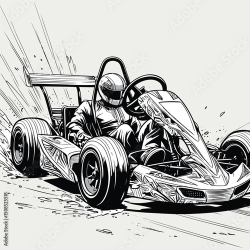 go kart vector art illustration for graphic design