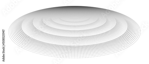 Abstract halftone dotted circle advertising background or design element. Optical illusion effect. Creative halftone spiral polka dots vector in perspective view.