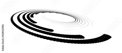 Abstract halftone dotted circle advertising background or design element. Optical illusion effect. Creative halftone spiral polka dots vector in perspective view.