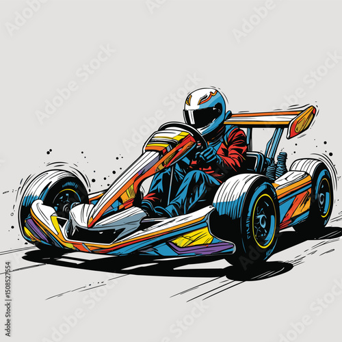 go kart vector art illustration for graphic design