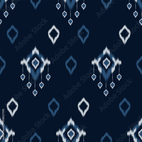 Ikat pattern, fabric pattern, blue, background, wallpaper, carpet