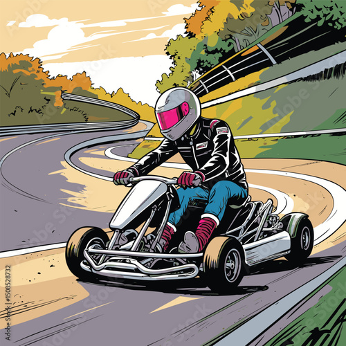 go kart vector art illustration for graphic design