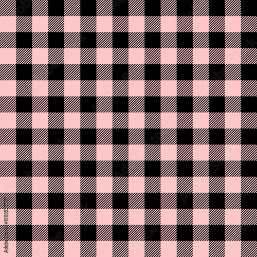 Pink and black checkered tablecloth