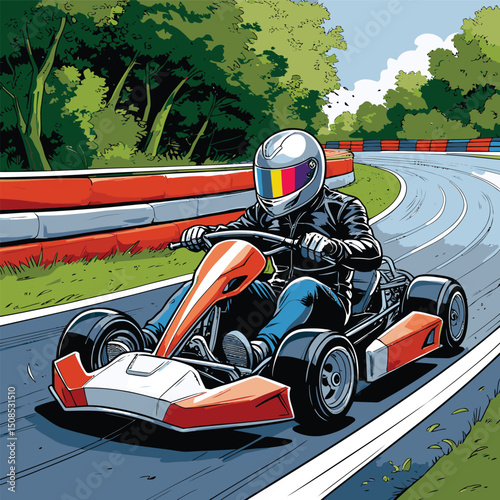 go kart vector art illustration for graphic design