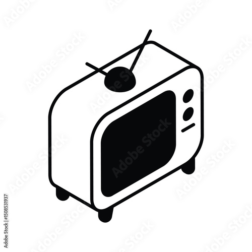 A captivating isometric icon of modern tv screen