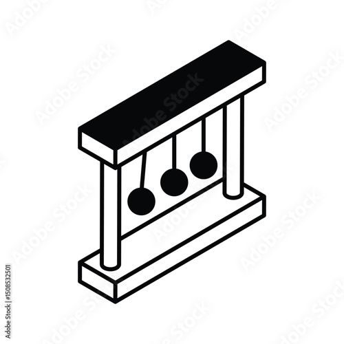 A visually appealing isometric glyph icon of pendulum swing