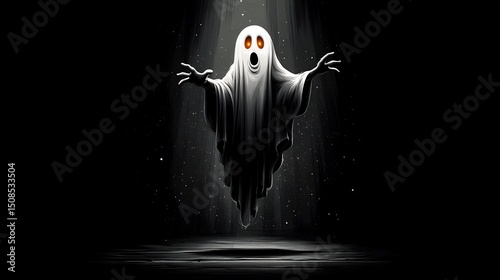 Spooky Ghost Halloween Illustration.