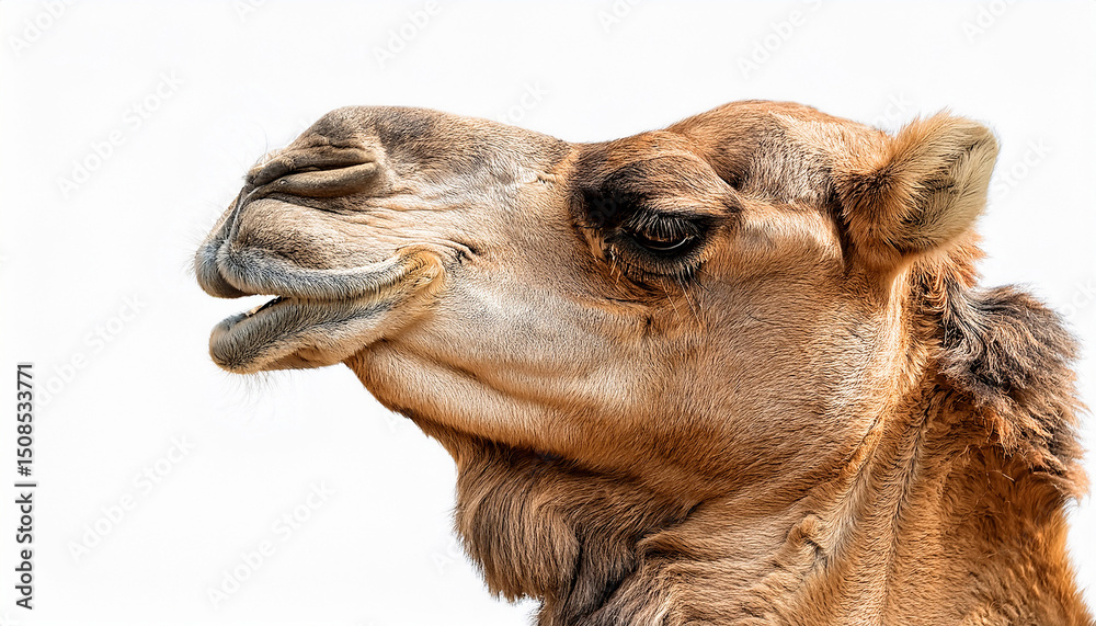 Obraz premium majestic desert camel isolated on pure white background stock photo