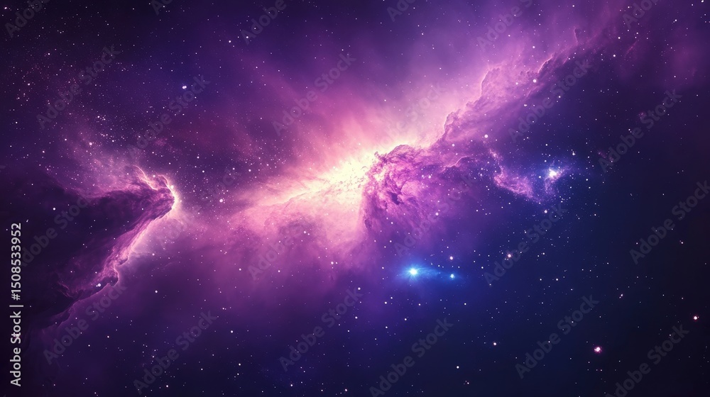 Obraz premium Stunning cosmic nebula in vibrant purple hues, showcasing the beauty of space and stellar activity in a vast universe.