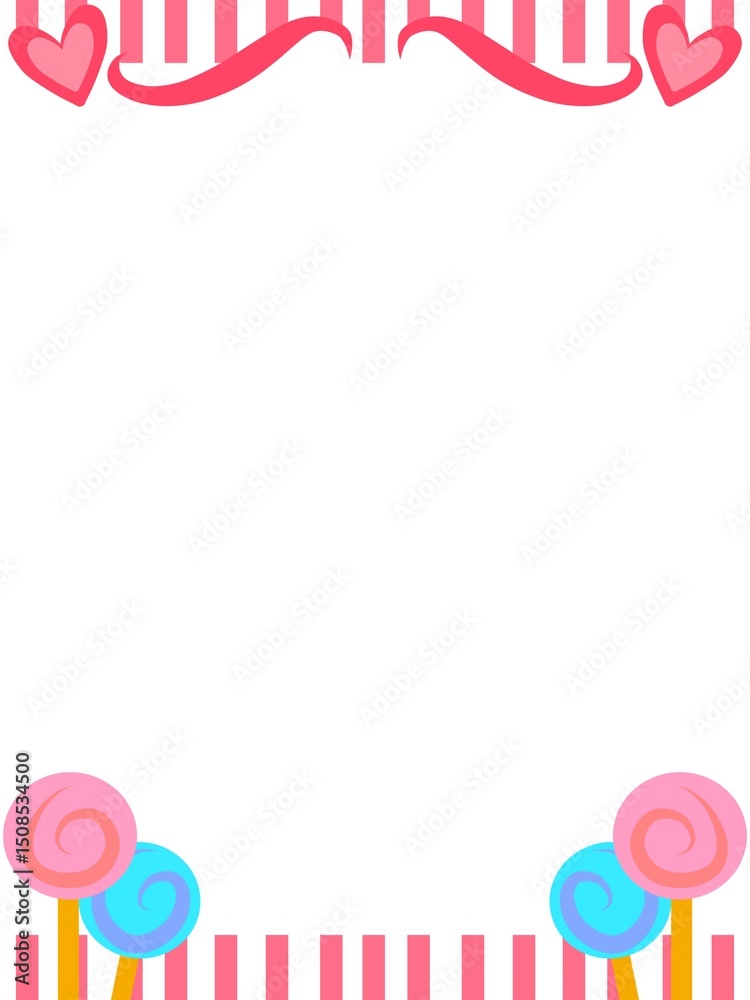 Fototapeta premium Cute colorful lollipop frame, perfect for adding text or images. Simple and charming candy-themed border template