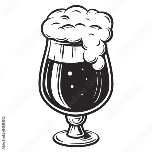Minimalist Beer Glass Line Art, Alcoholic Drink Graphic
