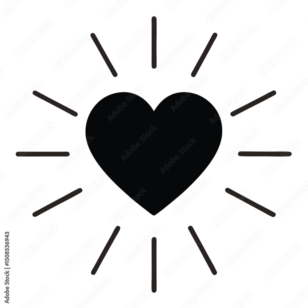 Heart with Radiating Lines Filled icon Heart with Radiating Lines Filled icon