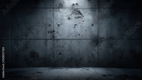 Dark Gray Concrete Interior With Spotlight