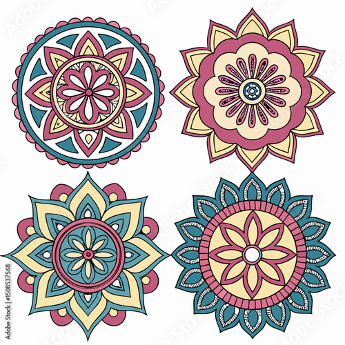 Intricate Mandala Art Vector | Boho Floral Mandala Design | Symmetrical Line Art for Coloring Pages, Tattoos, Cricut, and Digital Downloads