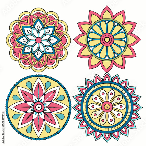 Intricate Mandala Art Vector | Boho Floral Mandala Design | Symmetrical Line Art for Coloring Pages, Tattoos, Cricut, and Digital Downloads