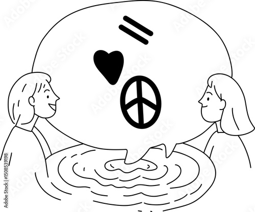 Ripple Effect- voice creating ripples that expand into symbols of unity and justice