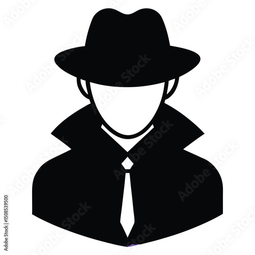 Bearded Spy Character with Sunglasses