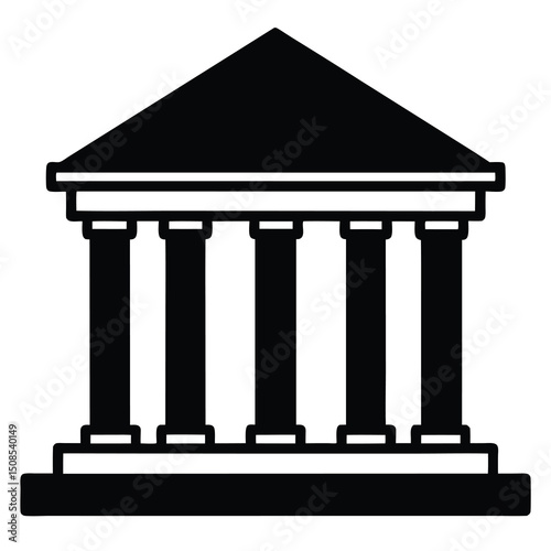 Black Pillared Building Icon