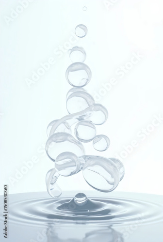 Fresh water bubbles rising upward, symbolizing purity and freshness. Ideal for concepts of hydration, cleanliness, and refreshing beverages.