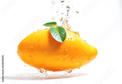 Juicy Mango Splash Fresh Tropical Fruit Photography, Perfect for Summer Recipes and Refreshing Drinks
