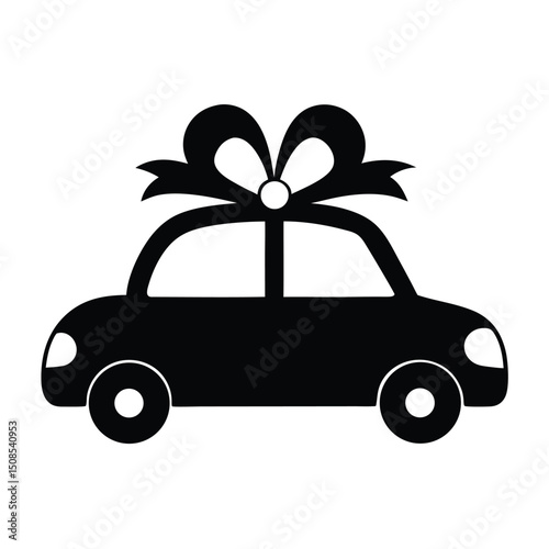  Black Gift-Wrapped Car Illustration