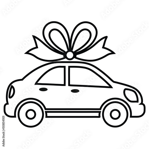  Gift-Wrapped Car Illustration