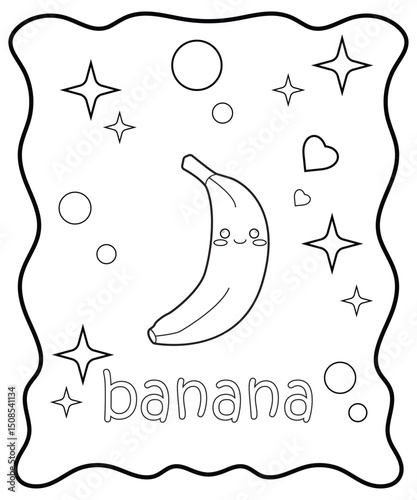 Coloring book for kids,Banana vector
