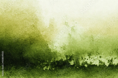 Abstract Landscape Painting With Green Yellow Gradient