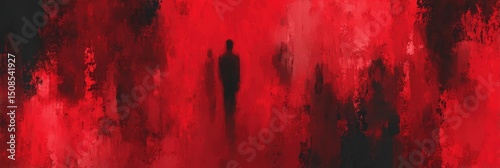 Abstract Painting With Red And Black Silhouettes