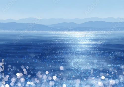 Serene Ocean Landscape With Sparkling Reflections