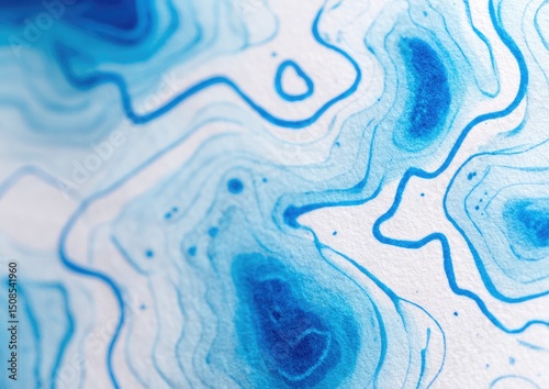 Abstract Blue And White Topographic Design