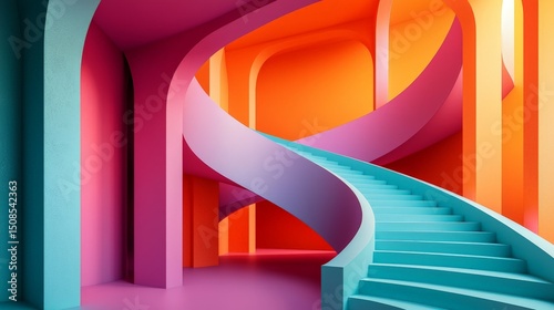Minimalistic Rhythmic Arcs in Colorful Interior Design