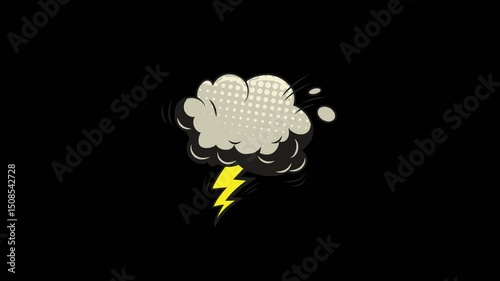 draw light thundering in clouds with colorful rainbow on black background

