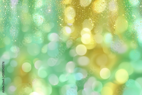 Abstract Bokeh Background With Gold And Green Glitter