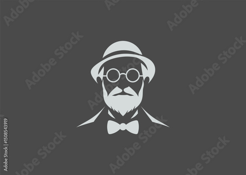 Minimal grandfather silhouette logo for heritage or wisdom themes.