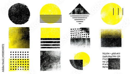 Abstract Geometric Shapes Design with Yellow and Black Colors