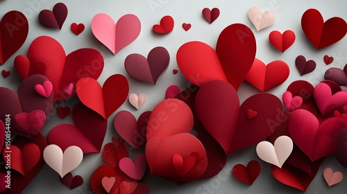 Valentines Day Hearts Background with Paper, and Love.
