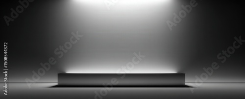 Empty Gray Platform Under Spotlight In Studio