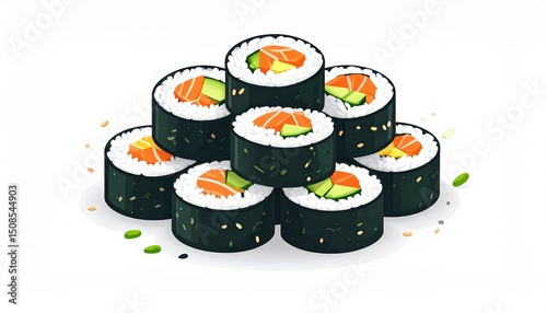 Stacked Salmon Avocado Sushi Rolls