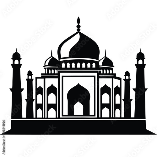 Classic Taj Mahal Silhouette vector icon