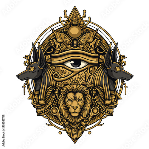 Pharaoh with Crowns: Ancient Egyptian Design