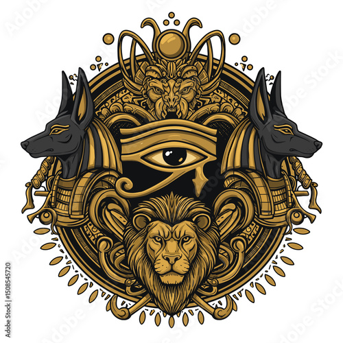 Pharaoh with Crowns: Ancient Egyptian Vector Design