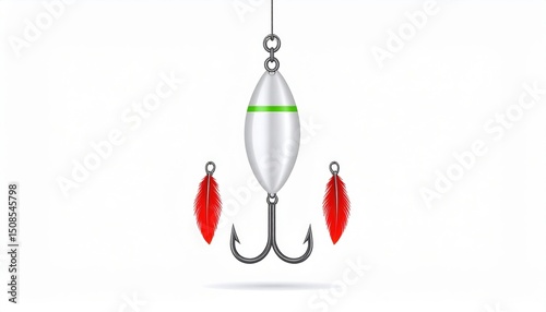 Fishing Lure With Hooks And Feathers
