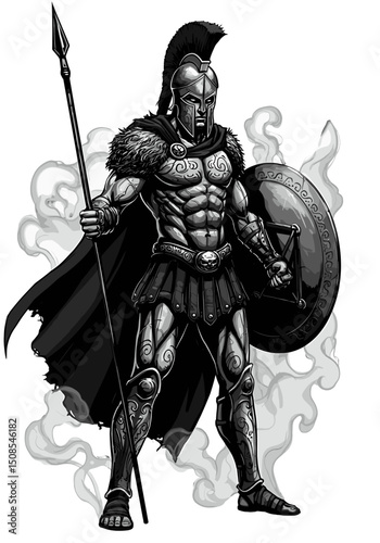 Medieval Viking with Sword: Fantasy Warrior Vector Illustration