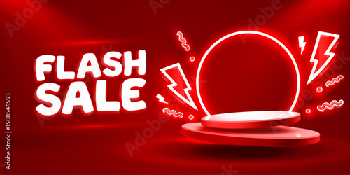 Flash sale event, big sale offer, poster label. Vector illustration