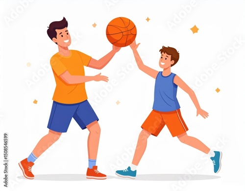 Two Boys Playing Basketball