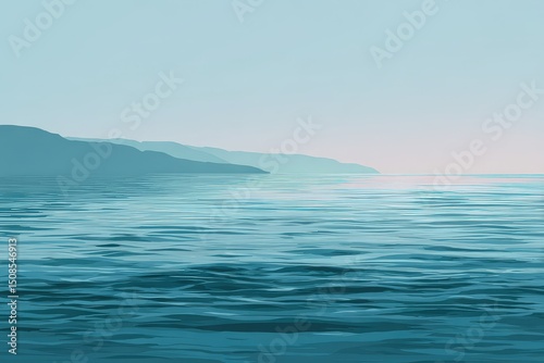 Distant Coastal View With Gentle Waves