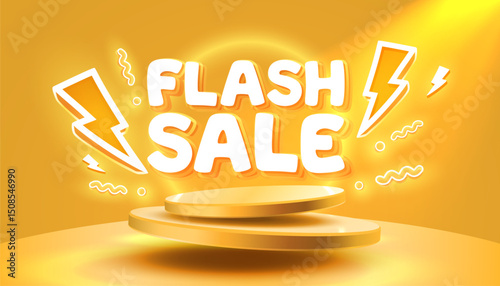Flash sale event, big sale offer, poster label. Vector illustration