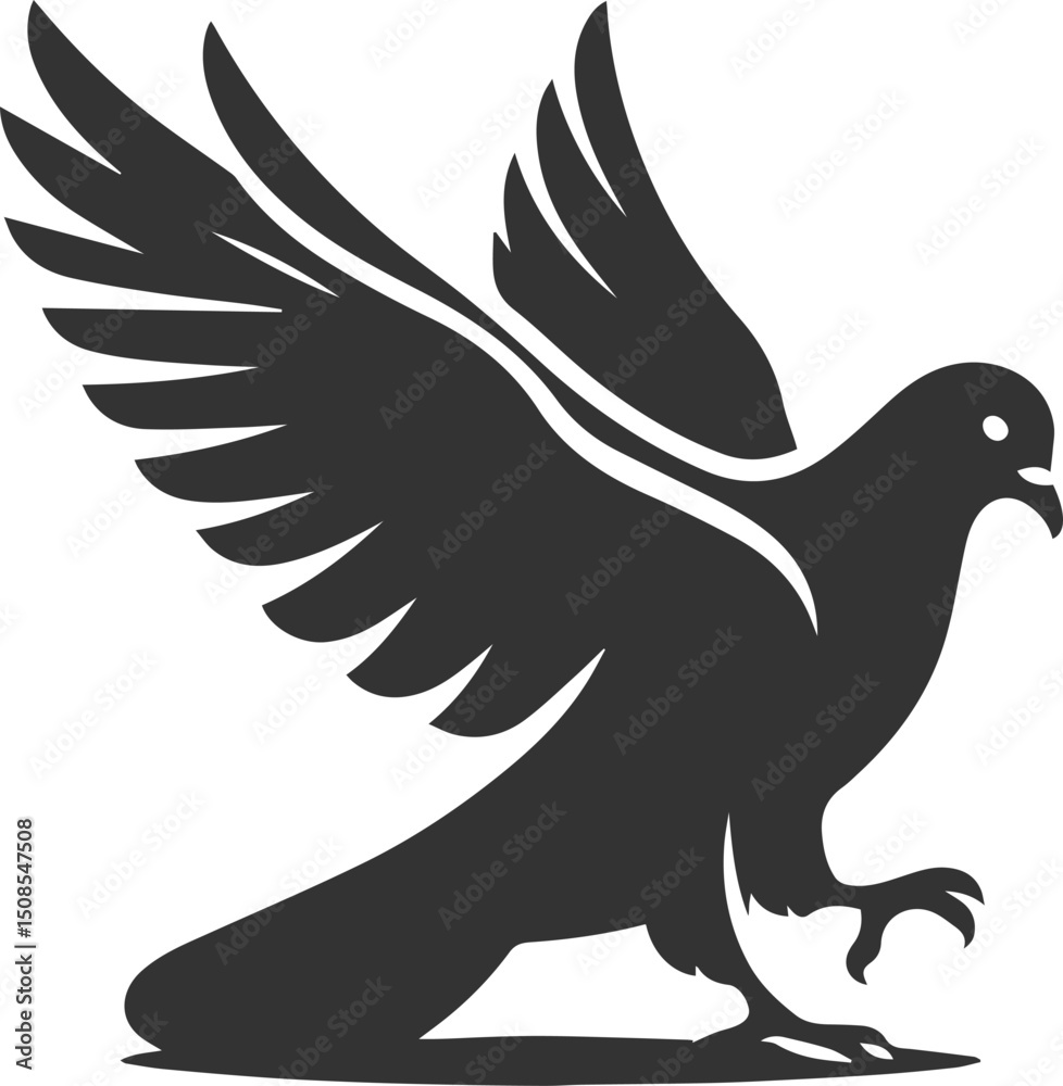 Fototapeta premium Cute bird pigeon vector animal silhouette drawing