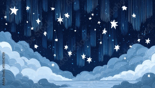 Pixel Art Night Sky With Falling Stars